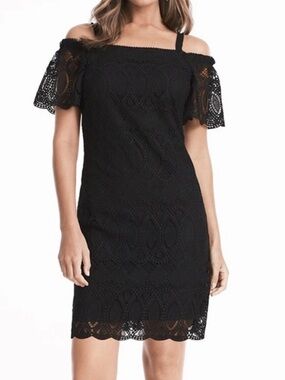 White House Black Market Black Lace Off-Shoulder Mini Dress